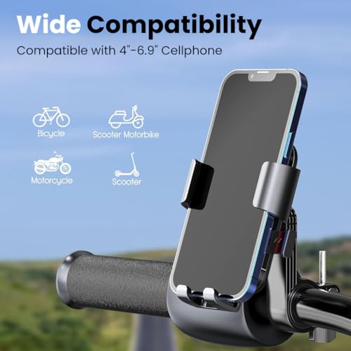 ZORBES® Mobile Holder for Bikes with One Click Locking, 360 ° Rotatable Phone Mount, Mirror Fitting Style, Anti-Shake-Firm Grip, Mobile Holder for Scooty, Activa, Jupiter, Electric Scooters & Bikes ZORBES® Mobile Holder for Bikes with One Click Locking, 360 ° Rotatable Phone Mount, Mirror Fitting Style, Anti-Shake-Firm Grip, Mobile Holder for Scooty, Activa, Jupiter, Electric Scooters & Bikes